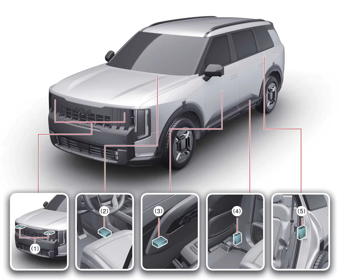 Kia Telluride air bag collision sensor locations