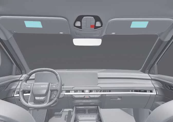 Kia Telluride driver and passenger air bag warning labels on sun visor