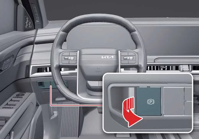 Electronic Parking Brake (EPB) switch in Kia Telluride center console