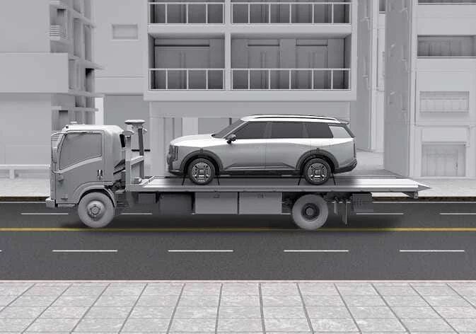 Kia Telluride AWD vehicle towing method using flatbed or wheel-lift equipment
