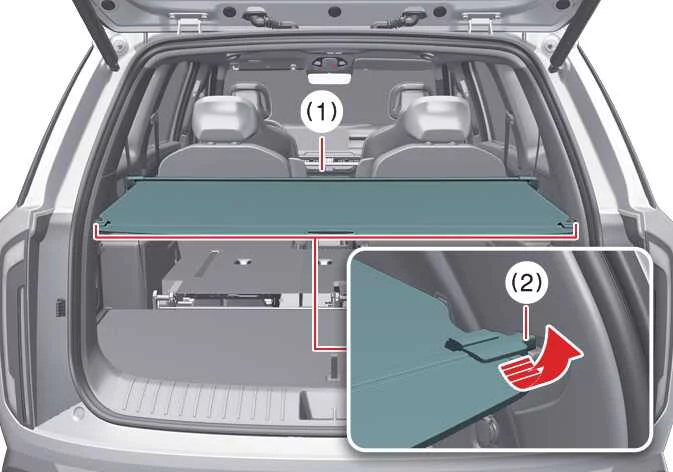 Using the handle to extend the Kia Telluride cargo security screen
