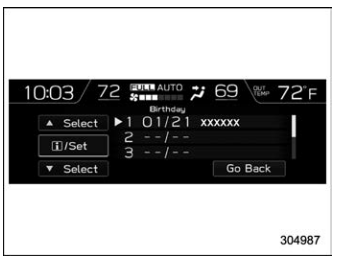 Subaru Forester. Date and time settings