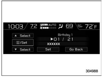 Subaru Forester. Date and time settings