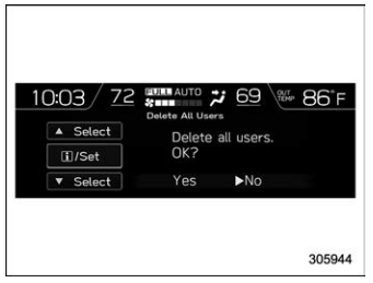 Subaru Forester. Delete All Users