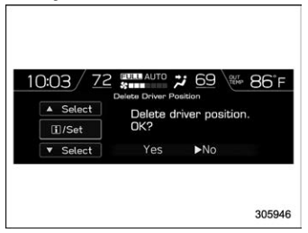 Subaru Forester. Delete Driver Position