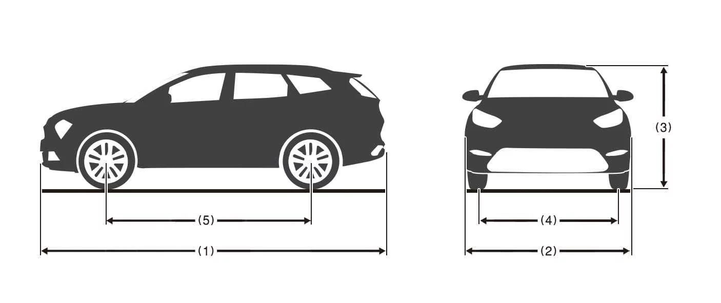 Technical illustration outlining the exterior dimensions and wheelbase of the Kia Telluride