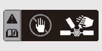 Caution icon highlighting rotating electric radiator cooling fan hazard in Kia Telluride engine bay