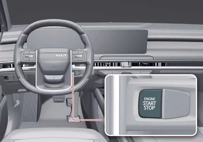 Kia Telluride ENGINE START STOP button on dashboard