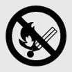 No open flames or smoking safety warning icon for 12V battery handling