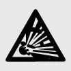 Combustible hydrogen gas explosion hazard safety icon for 12V battery