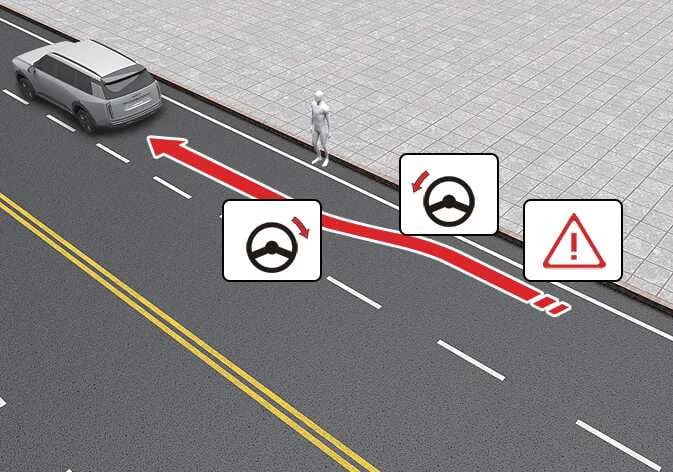 Kia Telluride Evasive Steering Assist function helping avoid collision