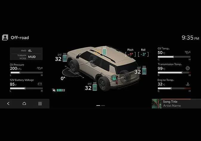 Kia Telluride Ground View Monitor Off-road menu screen