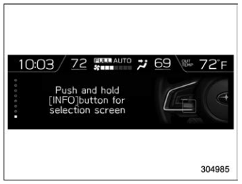 Subaru Forester. Guidance screen