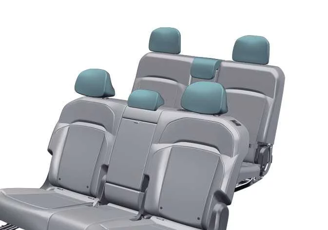 Kia Telluride rear headrests in 8-passenger configuration