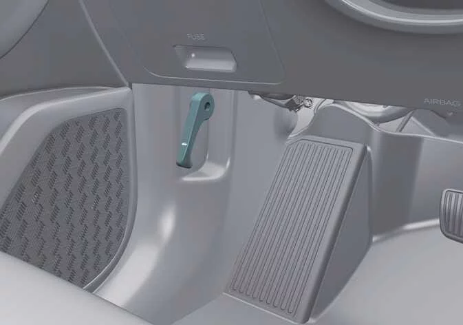 Kia Telluride interior hood release lever location