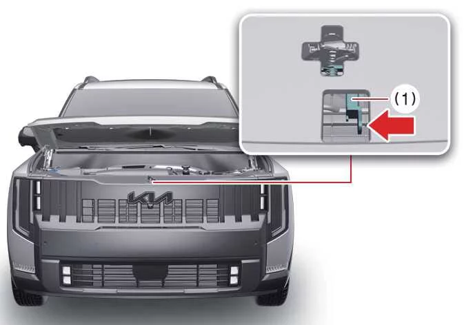 Kia Telluride secondary hood safety latch operation