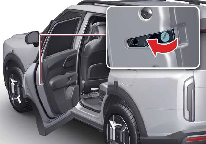 Emergency manual rear door lock location on the Kia Telluride