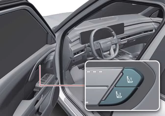 Kia Telluride integrated memory system control buttons on driver's door