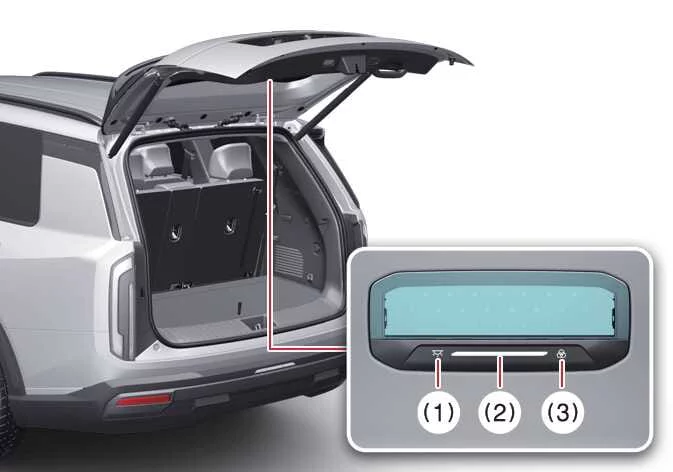 Kia Telluride liftgate light controls and adjustment panel