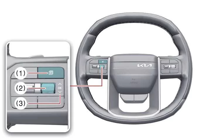 Steering wheel control interface for managing the Kia Telluride LCD instrument cluster