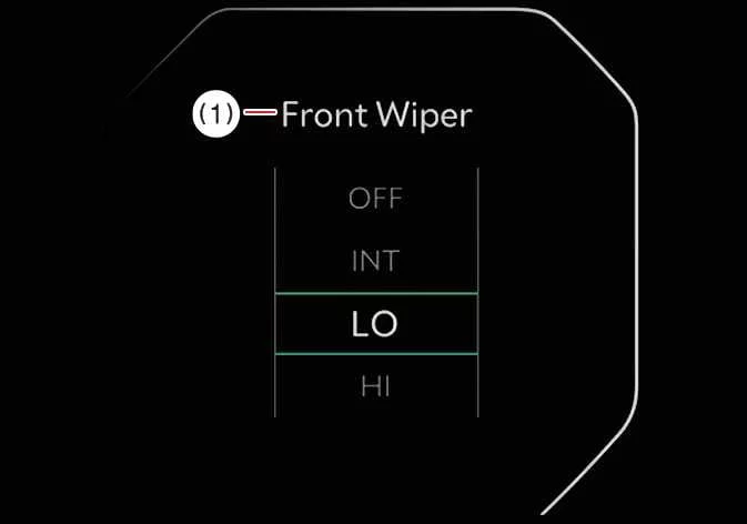 Kia Telluride LCD display indicating selected windshield wiper mode