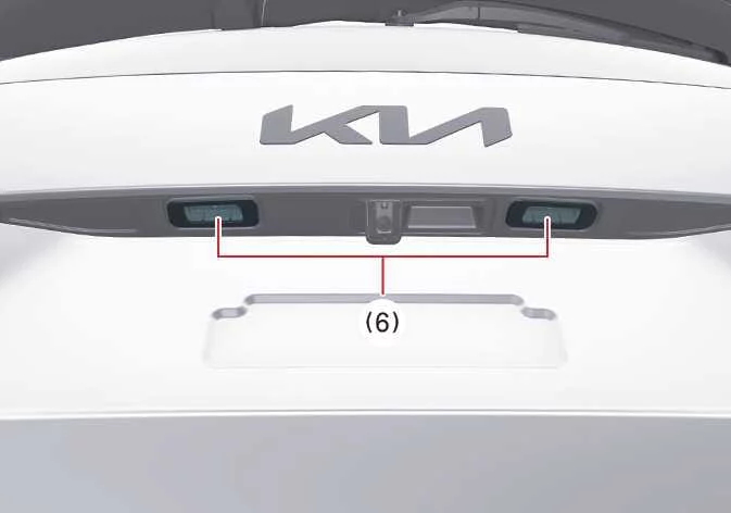 Rear license plate illumination lamp housing location on the Kia Telluride tailgate