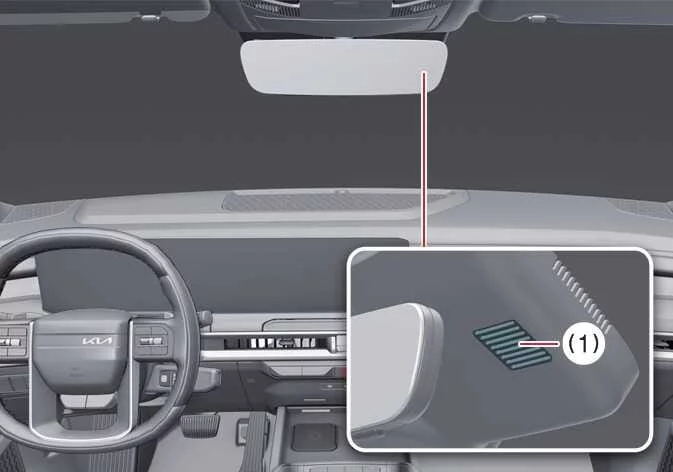 Location of the light sensor on the Kia Telluride front windshield