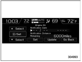 Subaru Forester. Maintenance settings