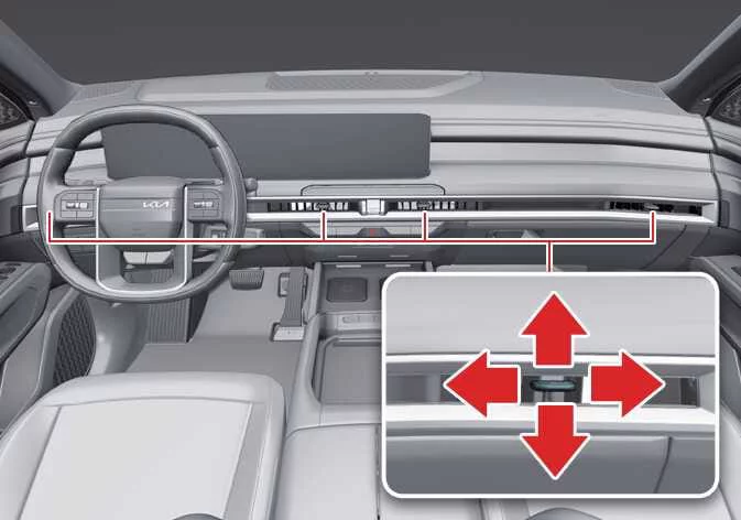 Front row ventilation layout in the Kia Telluride