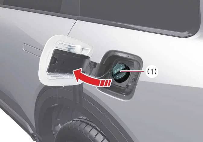 Kia Telluride fully opened fuel filler door