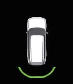 Kia Telluride digital instrument cluster display showing initial distant obstacle warning level