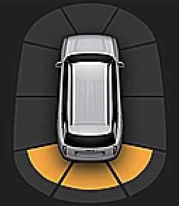 Kia Telluride central touchscreen interface displaying visual distance graphic for long-range objects