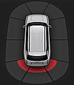 Kia Telluride center display panel showing yellow visual warning zone for closer physical obstacles