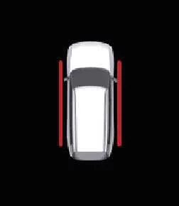 Kia Telluride touchscreen graphic indicating immediate threat distance under 12 inches