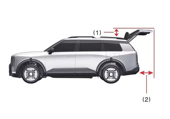 Kia Telluride recommended safety clearance around the power liftgate