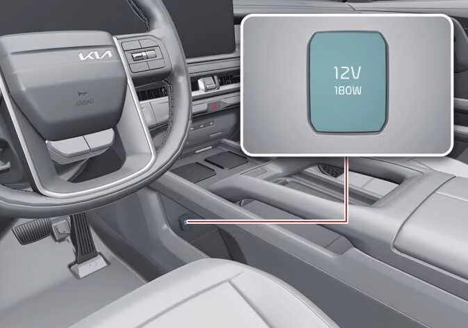 Kia Telluride 12V power outlet in center console Type B