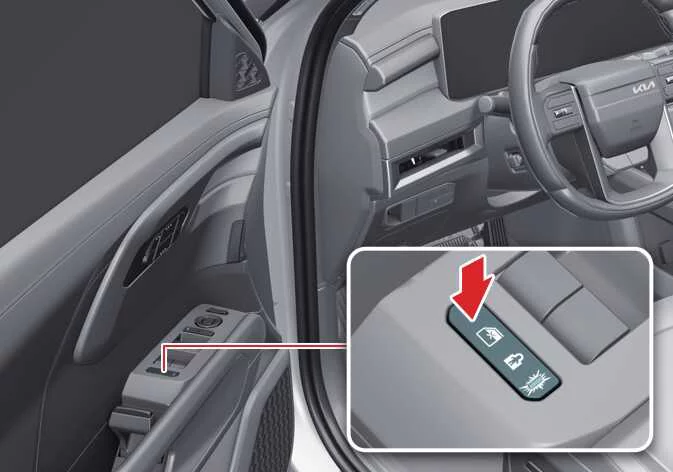 Kia Telluride driver power window lock switch on door panel