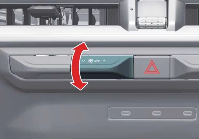 Mode selection lever for managing rear airflow in the Kia Telluride