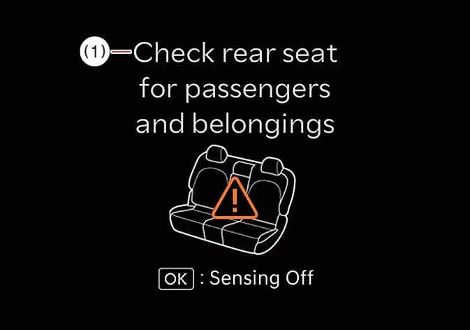 Rear Occupant Alert message displayed on the Kia Telluride instrument cluster