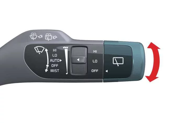 Kia Telluride rear windshield wiper control switch positions