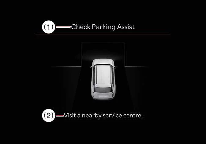 Kia Telluride digital instrument cluster displaying Check Parking Assist system alert message