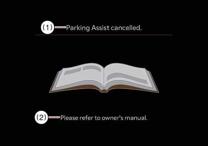 Kia Telluride infotainment screen showing Parking Assist Canceled notification