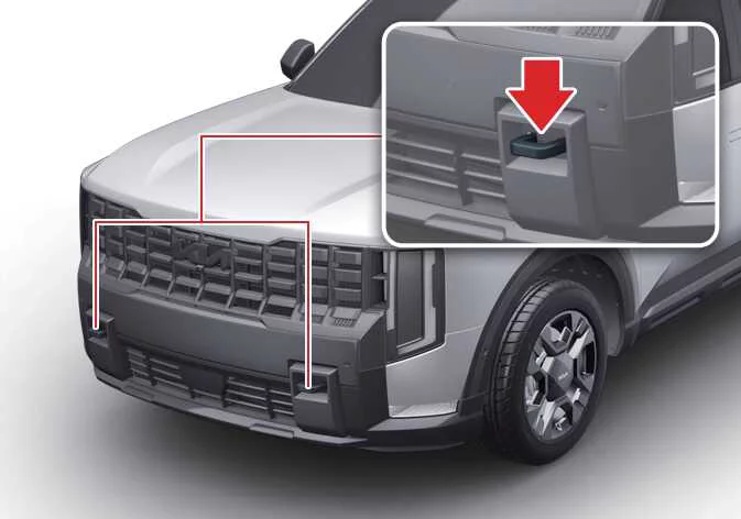 Front bumper integrated recovery hook location on the Kia Telluride