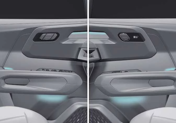 Front interior door panel ambient accent lighting strip on the Kia Telluride
