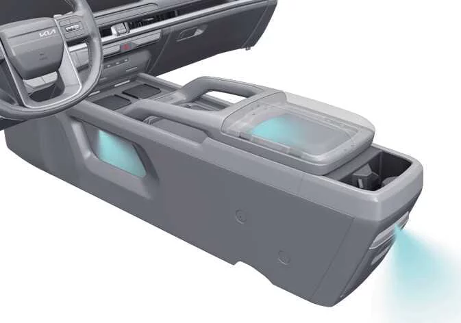 Center console tunnel ambient illumination layout on the Kia Telluride