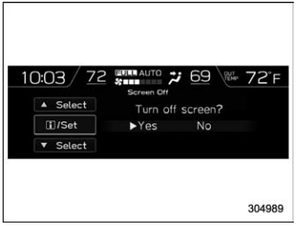 Subaru Forester. Screen OFF setting