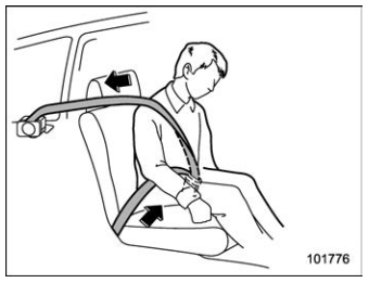 Subaru Forester. Seatbelt with shoulder belt pretensioner