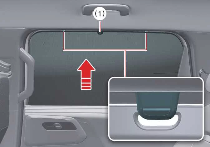 Retractable side window curtain mechanism in the Kia Telluride
