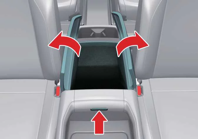 Kia Telluride center console storage compartment with side-opening lid