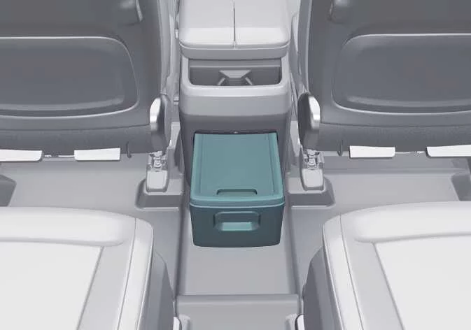 Kia Telluride console box storage shelf used as a small table